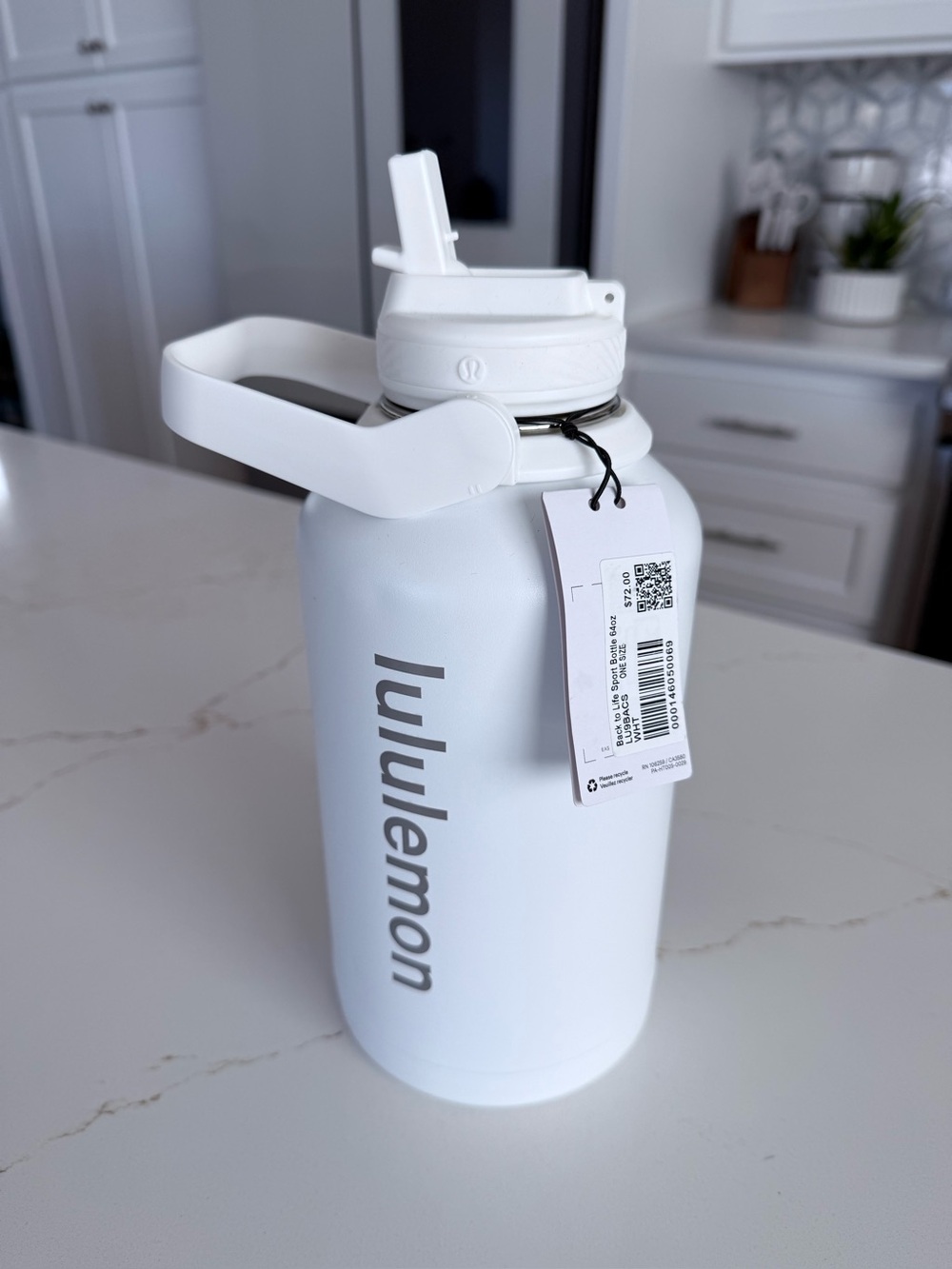 lululemon 64 Oz White Insulated Water Bottle with Carry Handle
